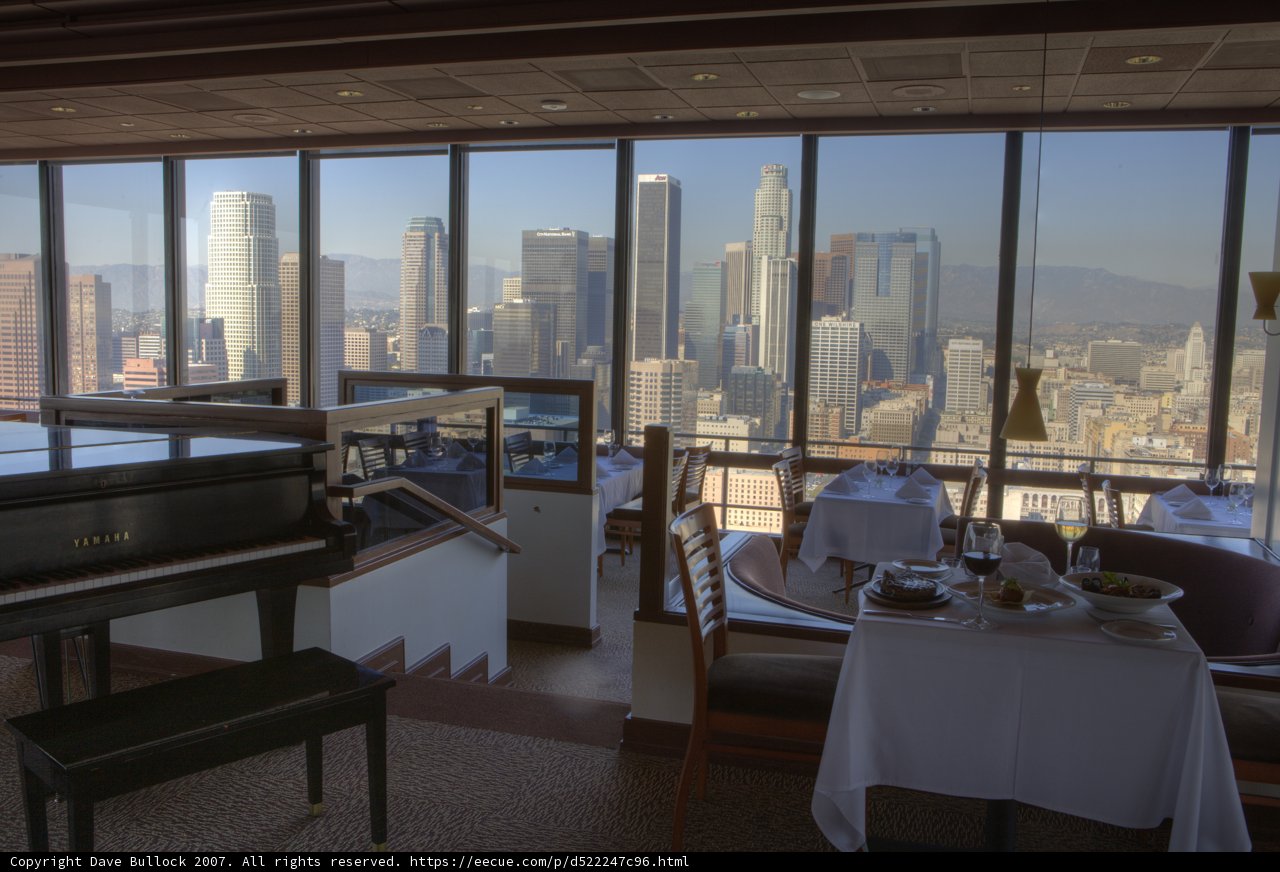 Panoramic view of the city from a restaurant