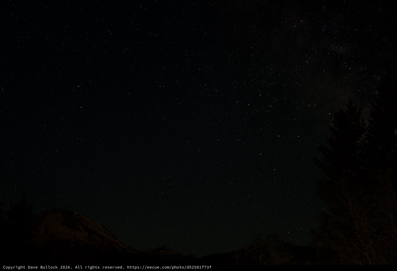 Starry Night Sky Over Mount Lassen Wilderness