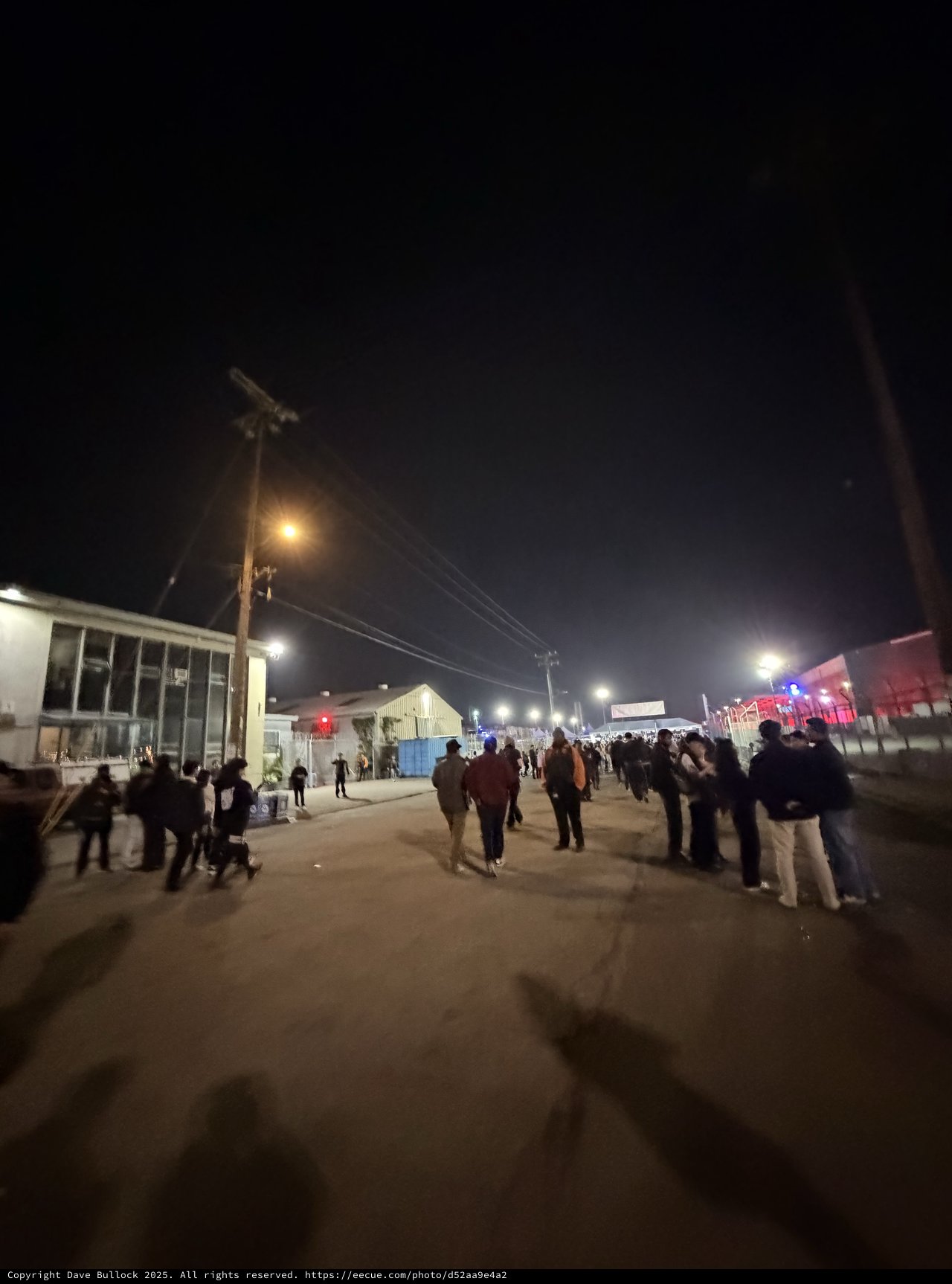 Night Festival Crowd at Industrial Venue