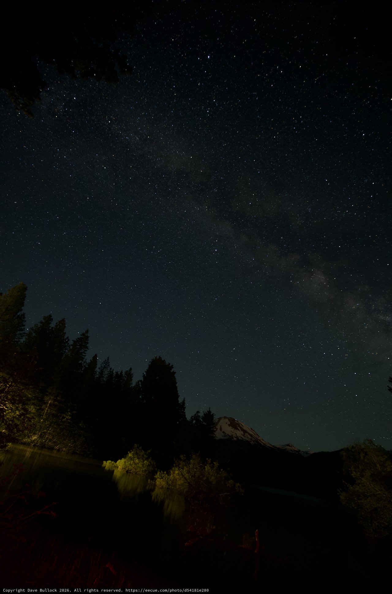Milky Way Rising Over Mount Lassen at Night