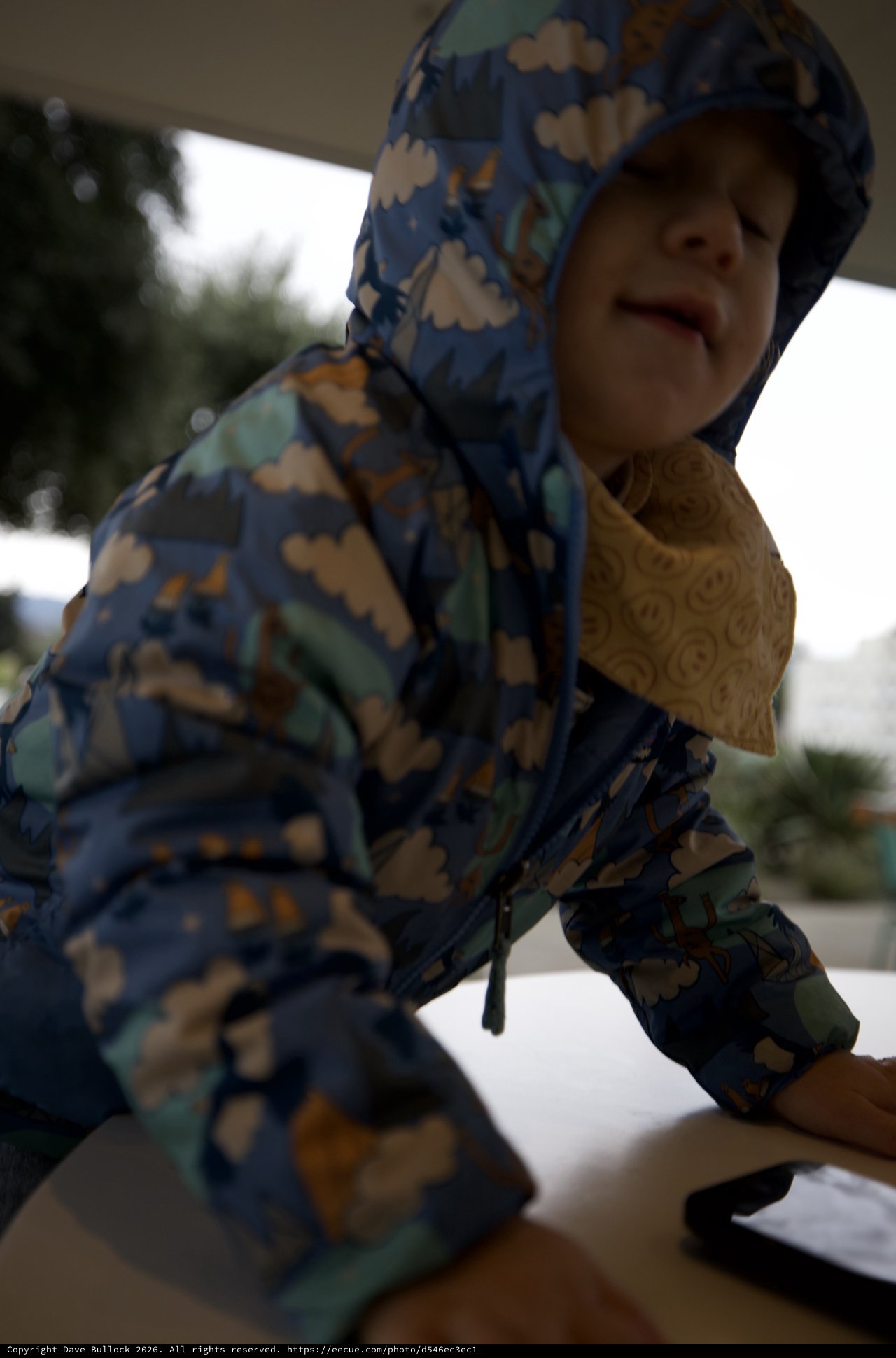 Child in Camouflage Jacket Outdoors in Winter