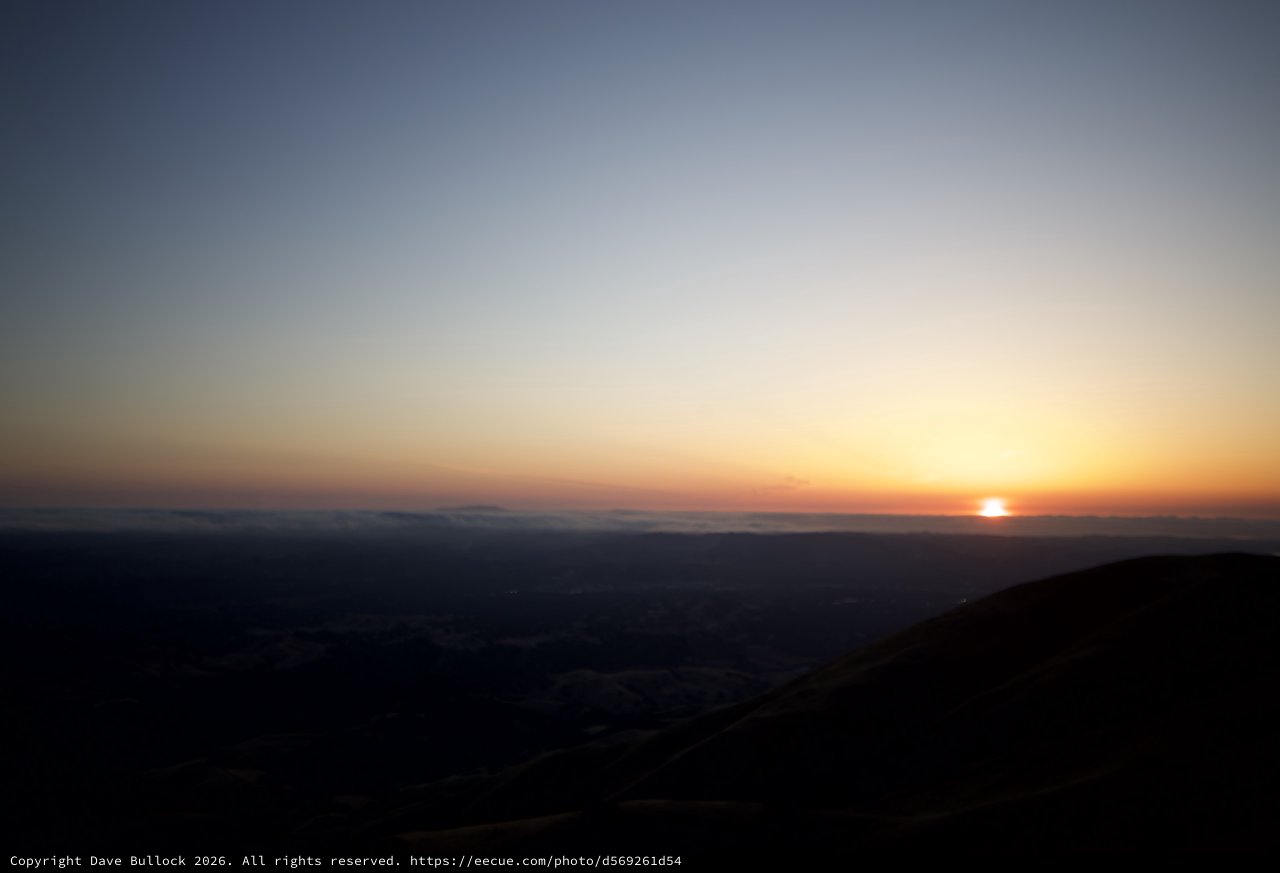 Golden Sunrise Over Valley from Mount Diablo Summit
