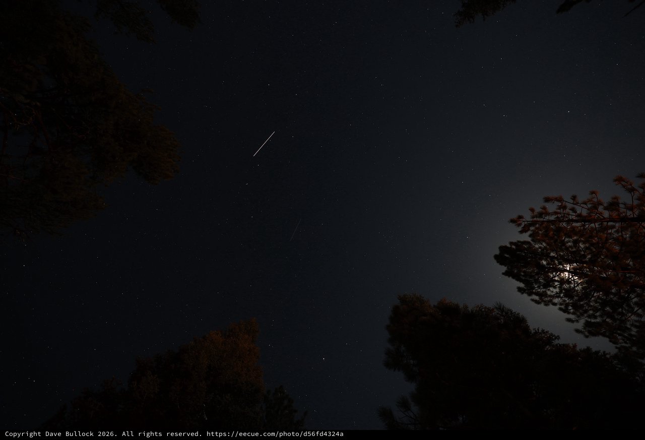 Satellite Trail Blazes Across Lassen's Star-Filled Sky