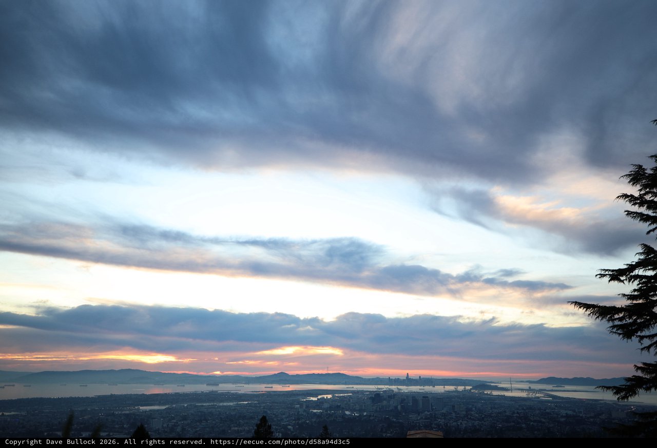 Dramatic Sunset Over San Francisco Bay from Oakland Hills