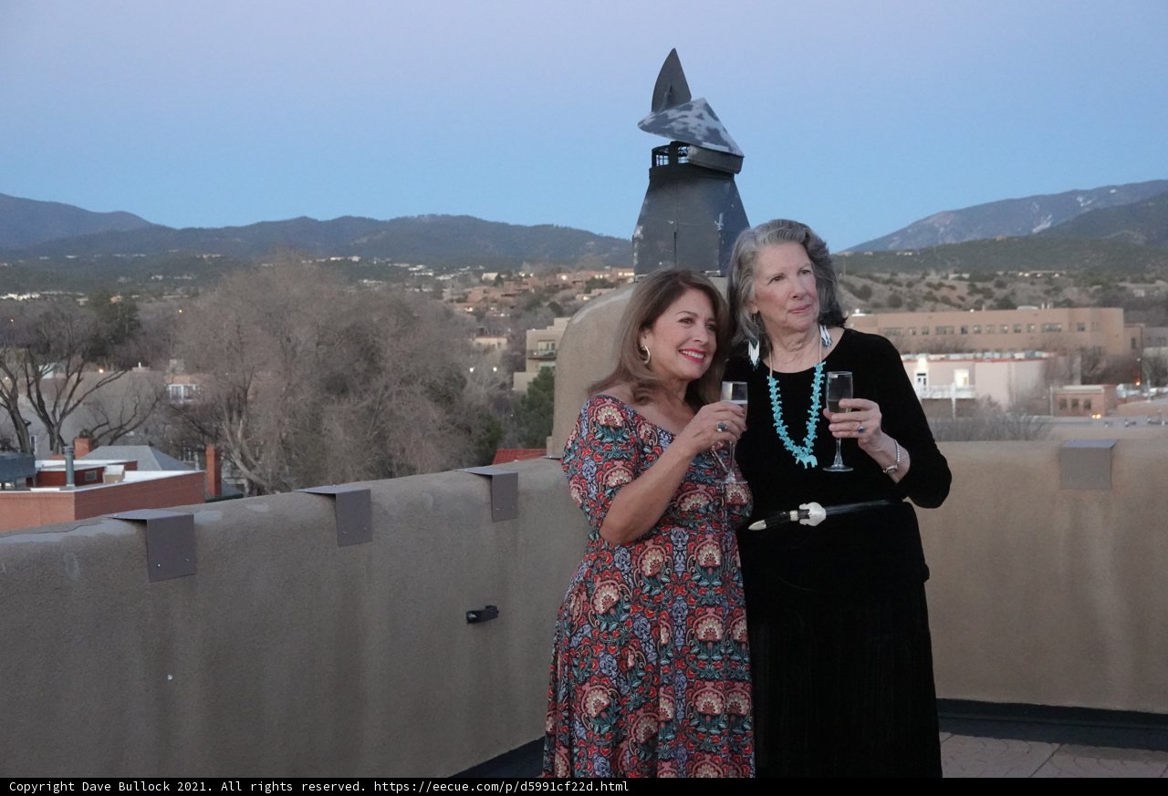 Rooftop Portrait: Two Women with a Mountain View
