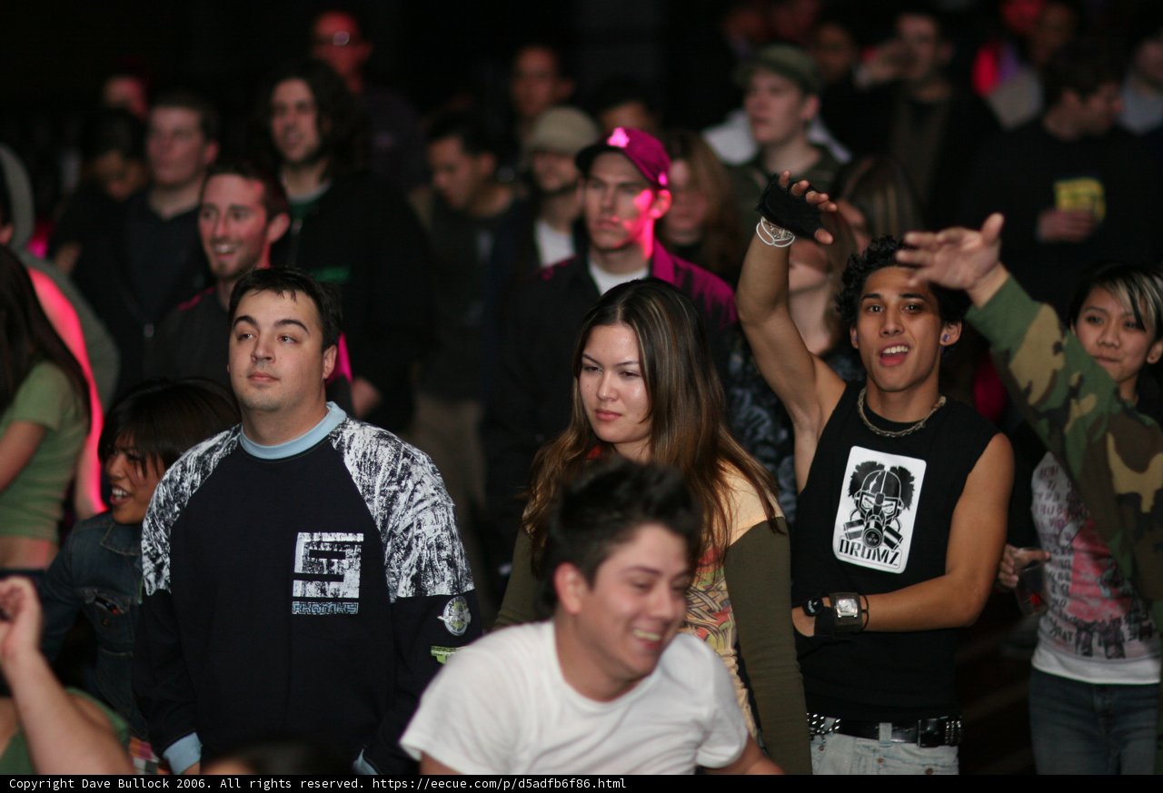 Partygoers in Funky Headgear