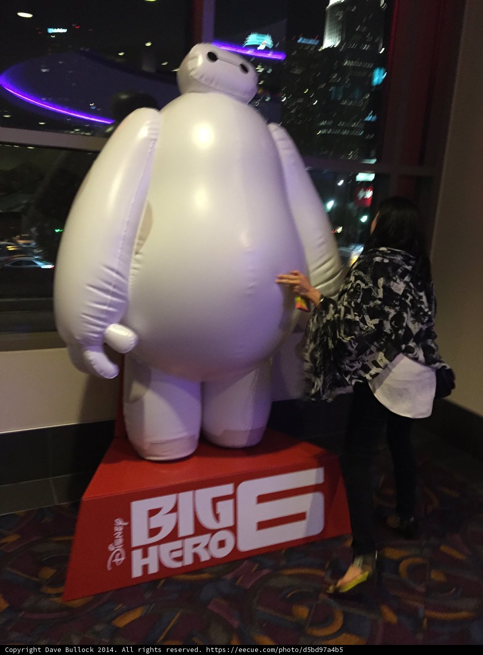 Standing next to a giant inflatable penguin