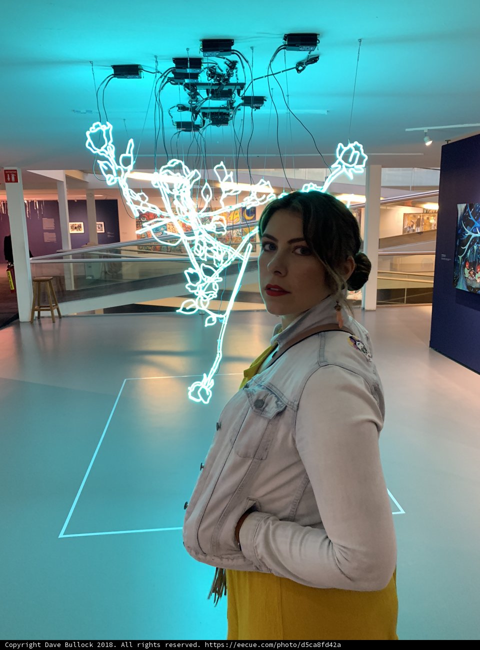 Illuminated Chandelier Sculpture in Art Gallery