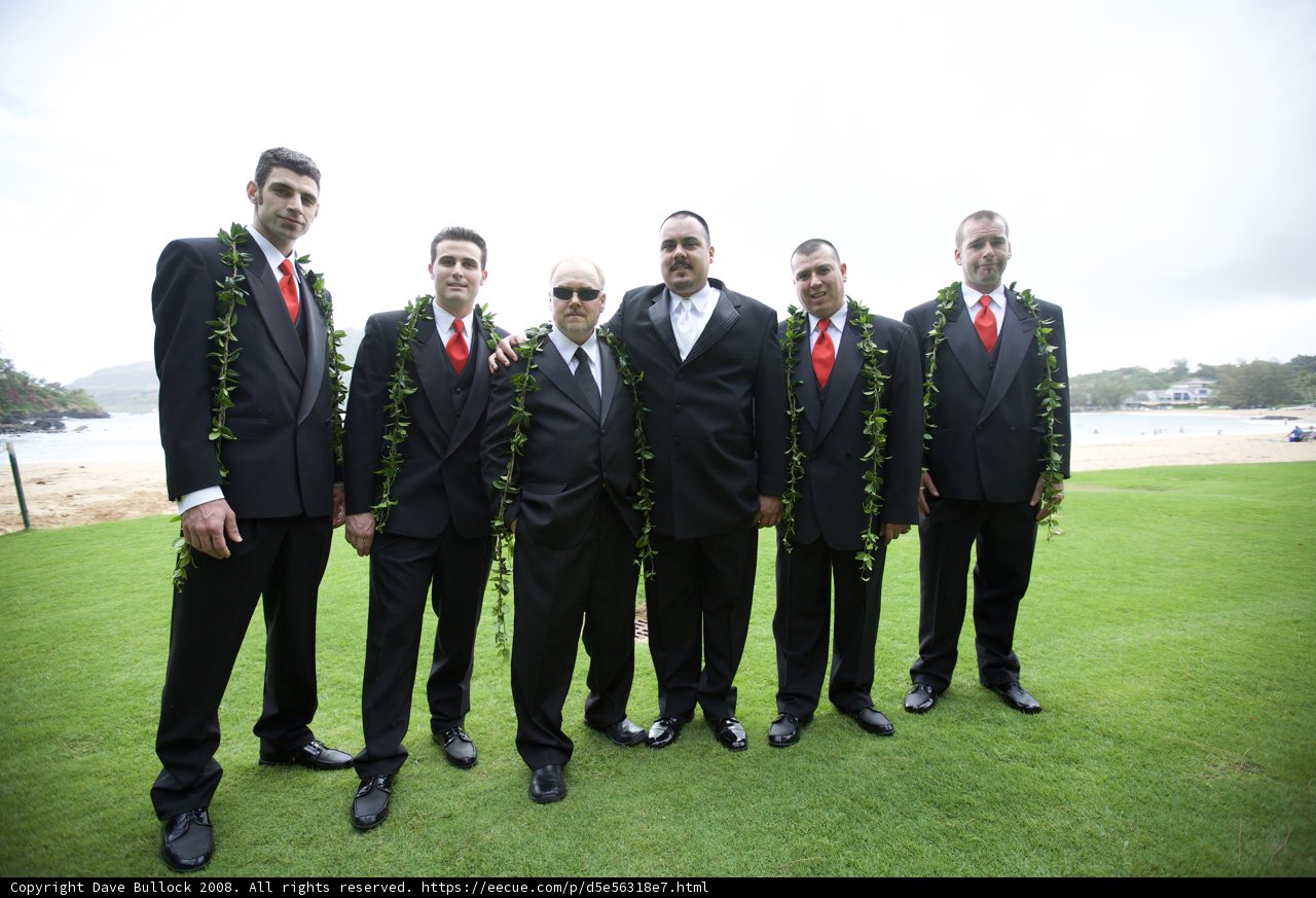 Groom and Groomsmen Strike a Pose on Kona Golf Course