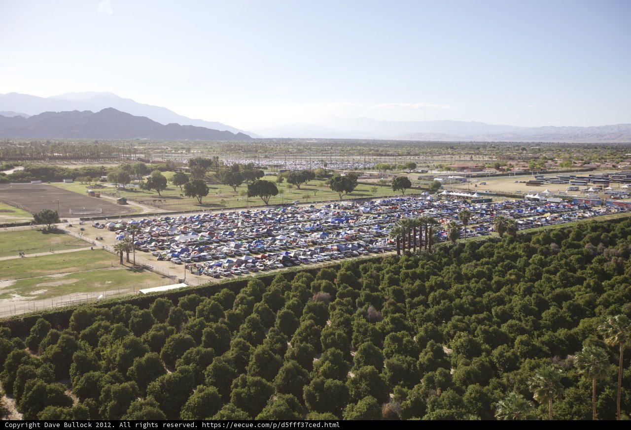 Aerial View of Packed Parking Lot at Coachella 2012