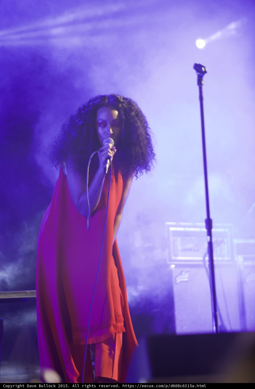 Solange Full Body Red Dress Mic Stand Amplifier Purple