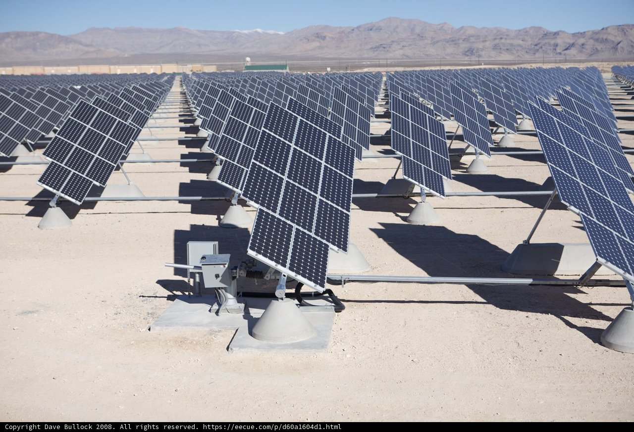Solar Panels Glistening in the Desert Sun