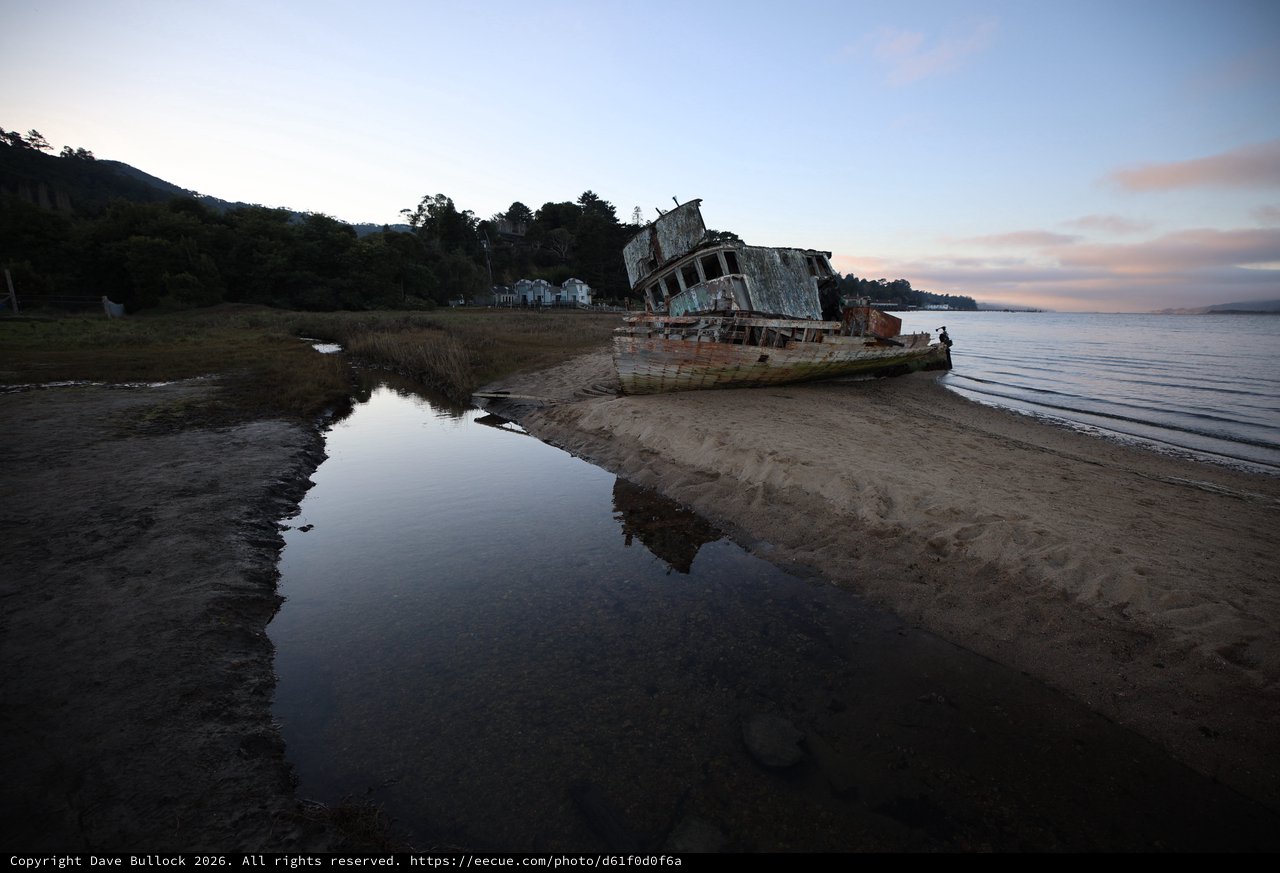 Abandoned Shipwreck at Drakes Beach at Twilight