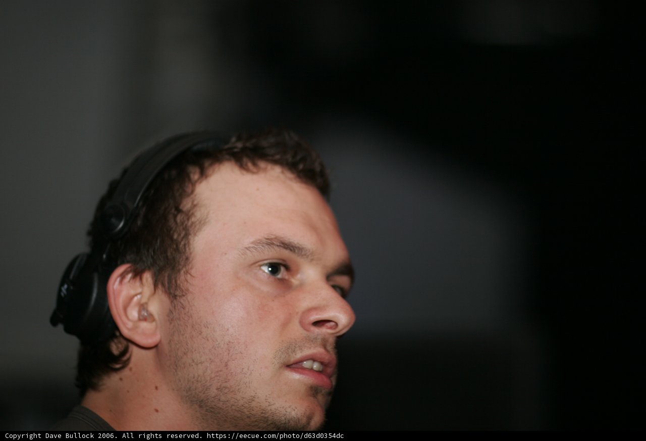 Andy C jams out with headphones