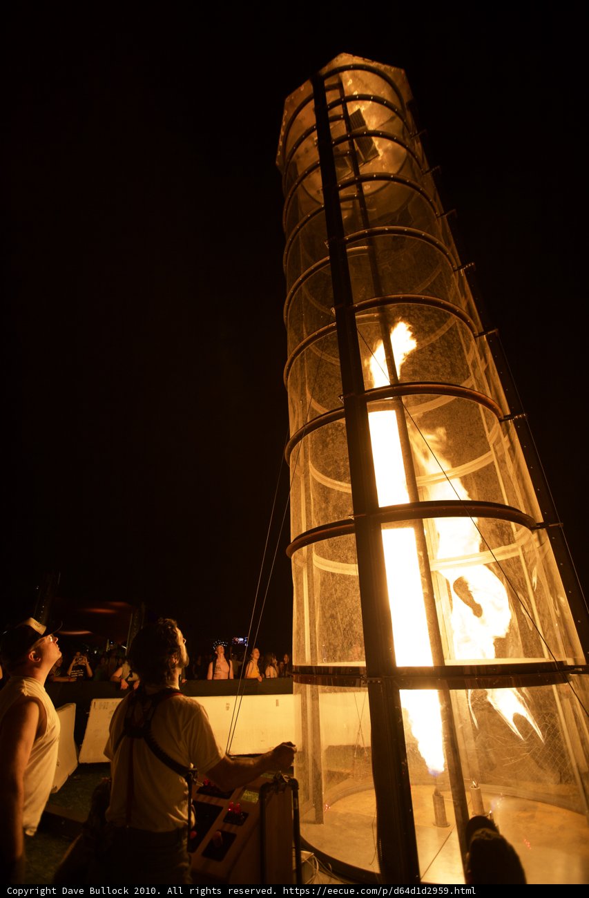 Towering Flames at Night