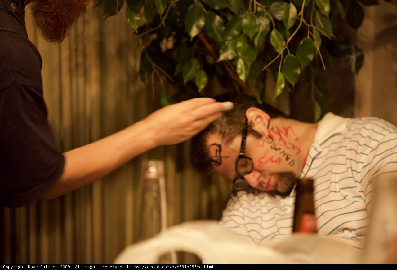 Bearded Man Getting a Massage in Nature