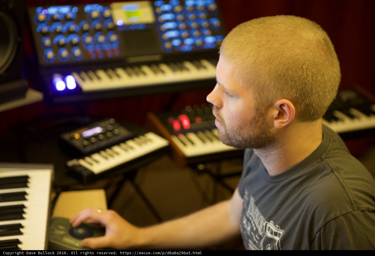 Morgan Page making music on his keyboard