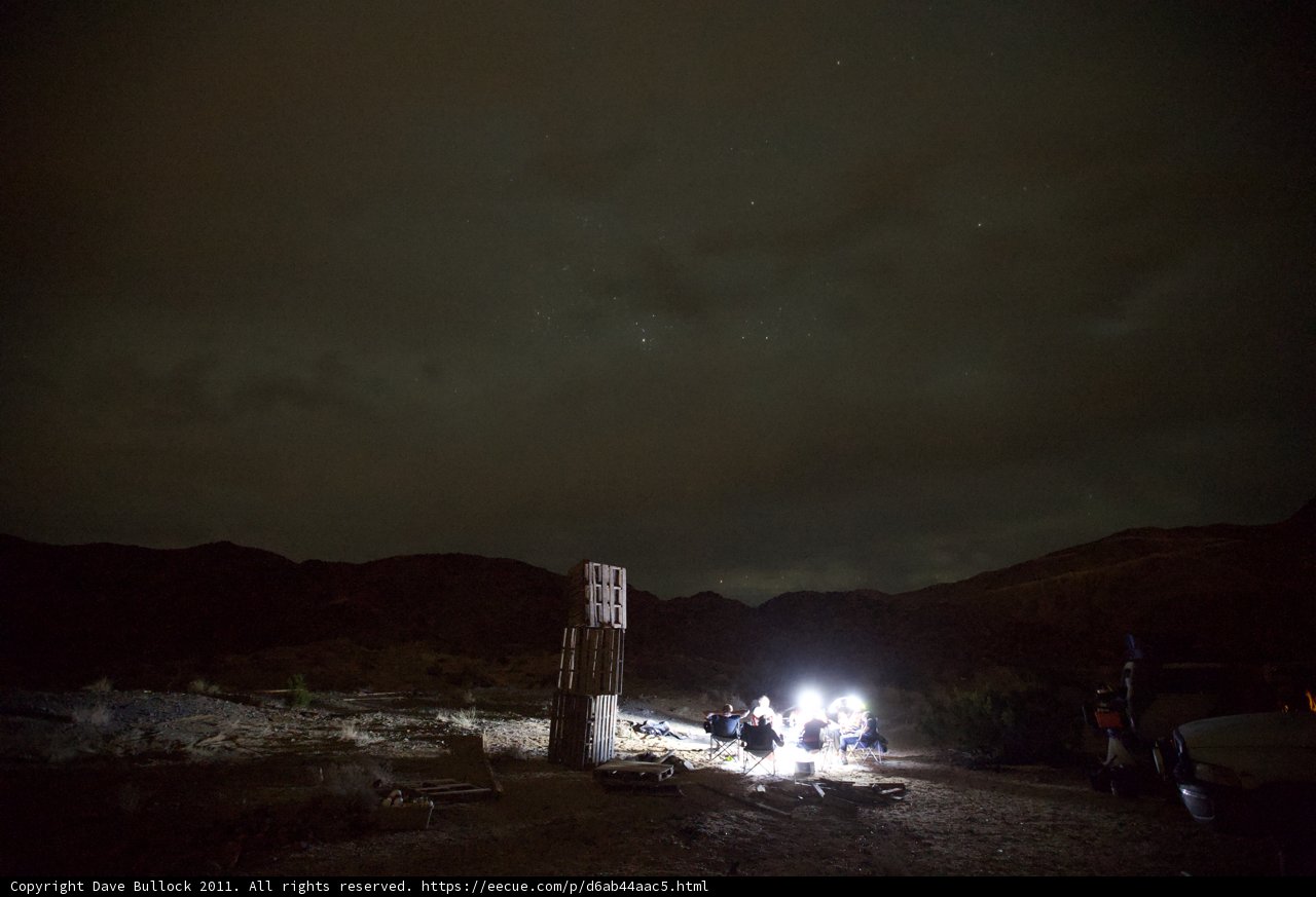 Nighttime Bonfire on a Desert Hill