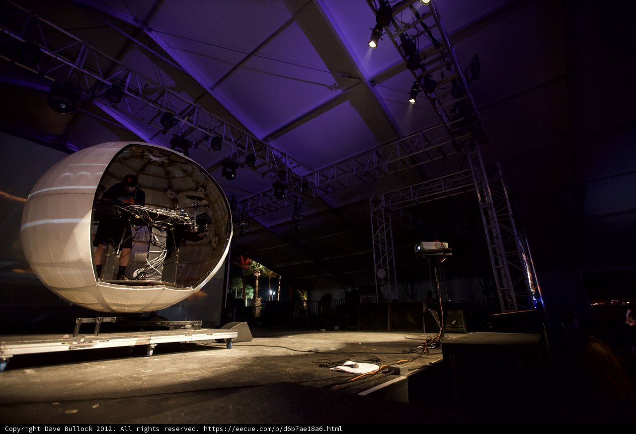 Illuminated Sphere on Stage