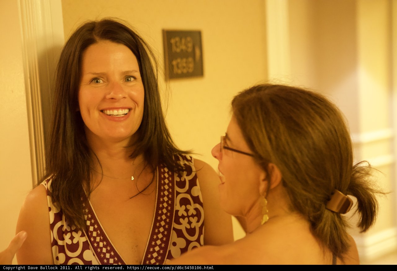 Two Women Chatting in Evening Wear