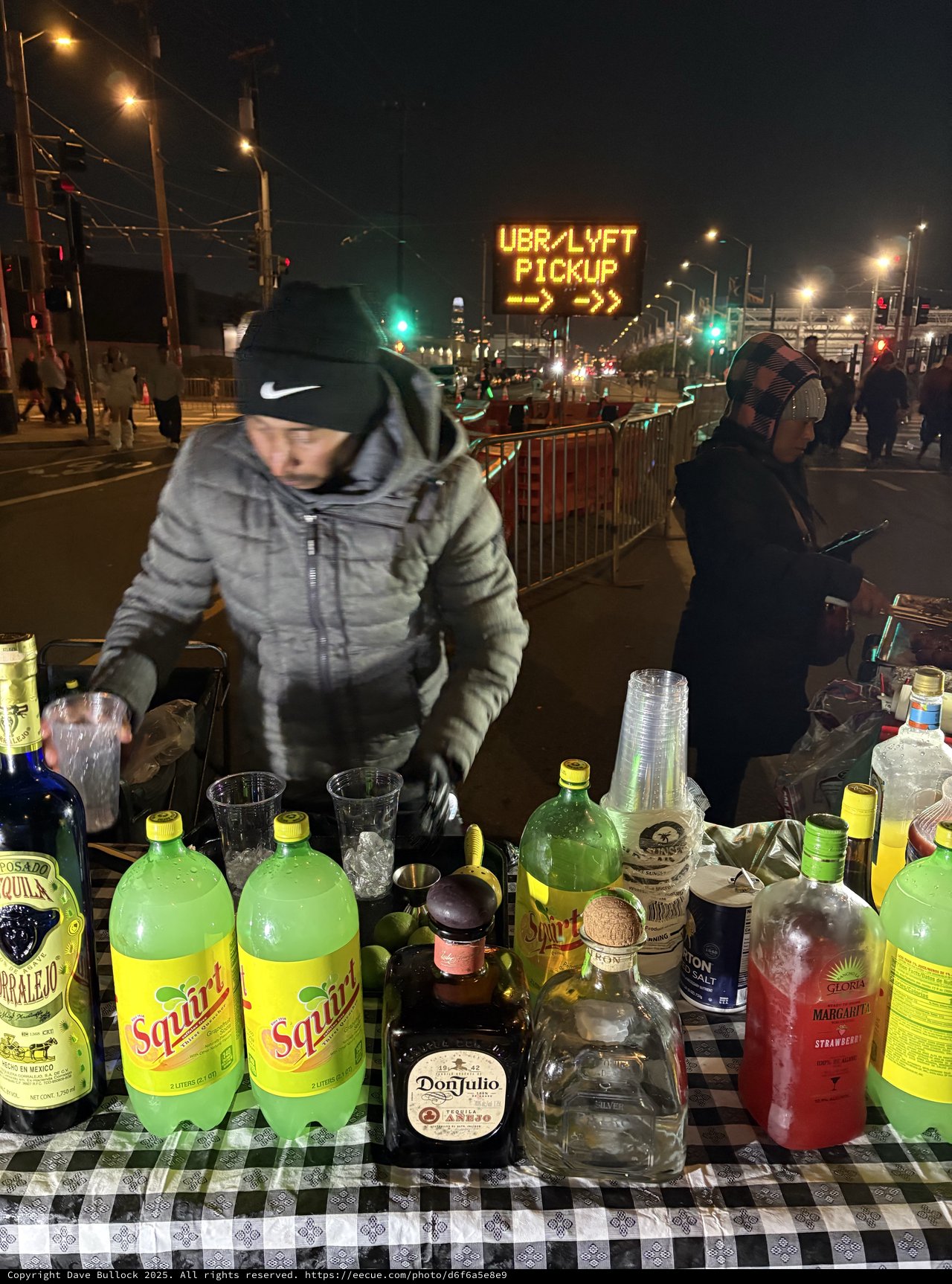 Street Vendor Bar Setup at Night Event
