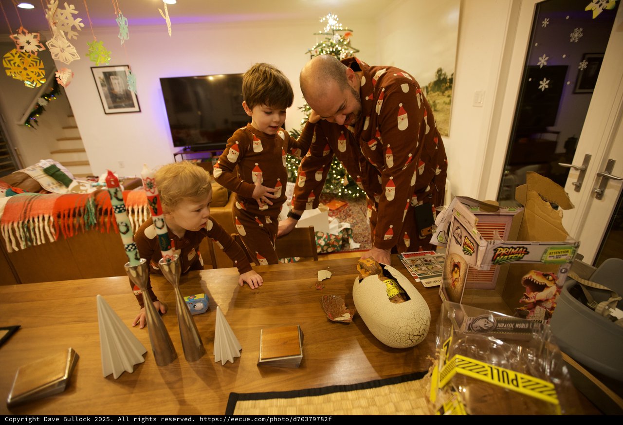 Christmas Morning Dinosaur Surprise with Grandpa