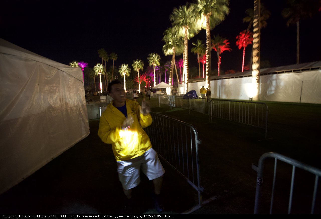 Yellow Jacket Man at Coachella Fence