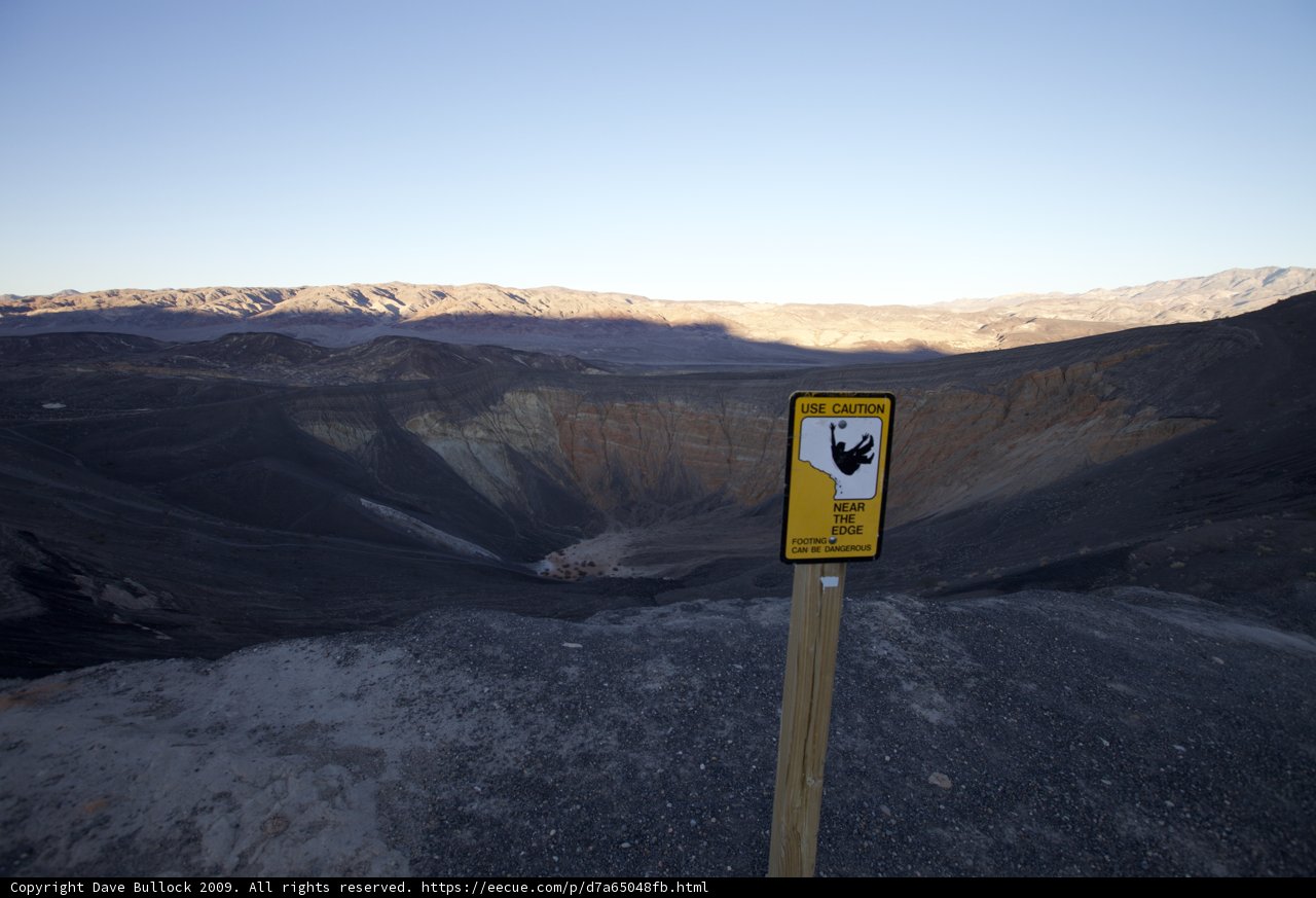 No Handrails at Crater in Death Valley