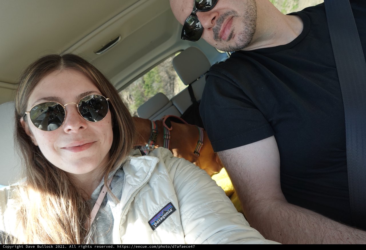 Road Trip Selfie with Sunglasses and Smiles