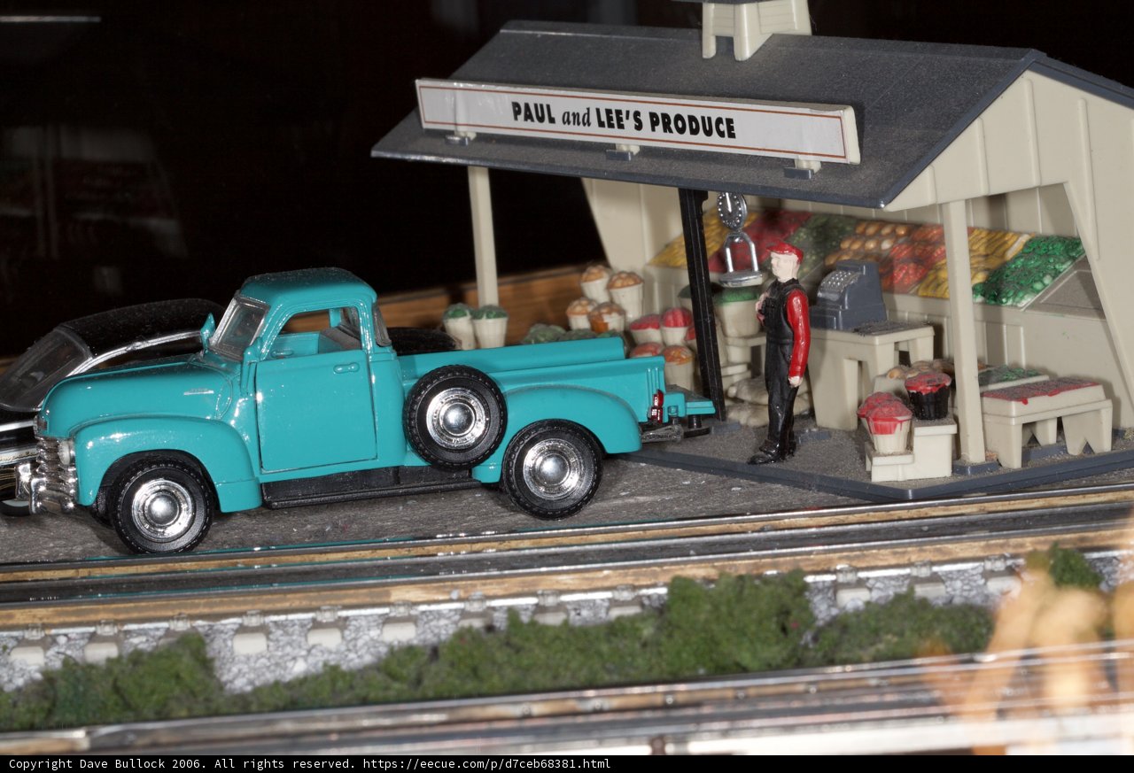 Miniature Train Station with Pickup Truck