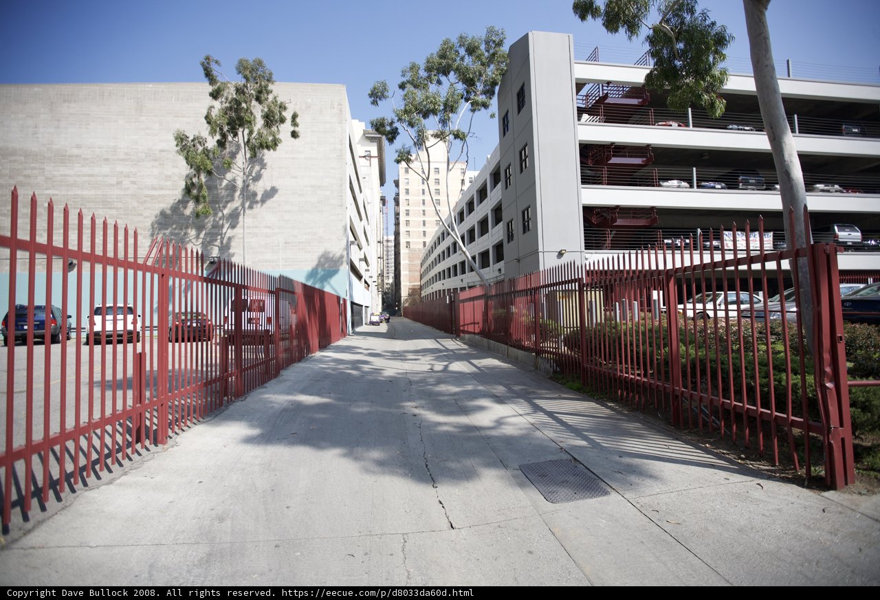 Red Fence against an Office Building