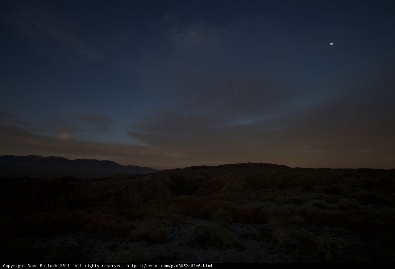 Moon and Plane Over Anza Borrego Desert