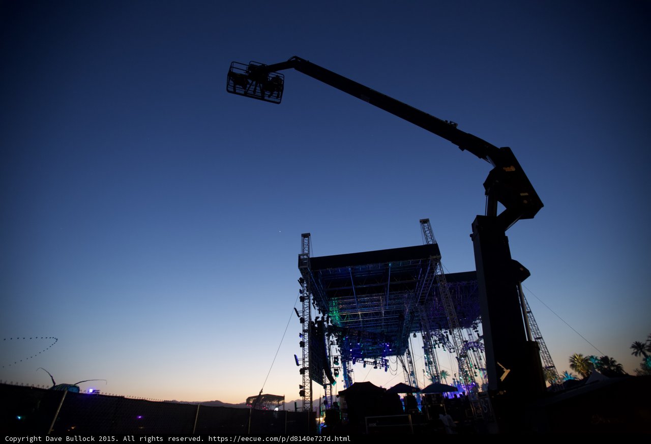 Elevated Stage Silhouette Against Dusk Sky