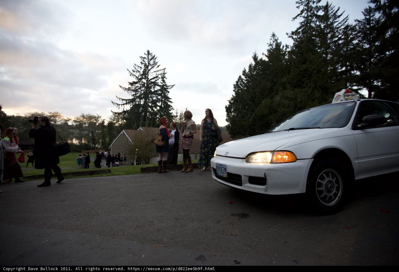 Wedding Party with White Sports Car