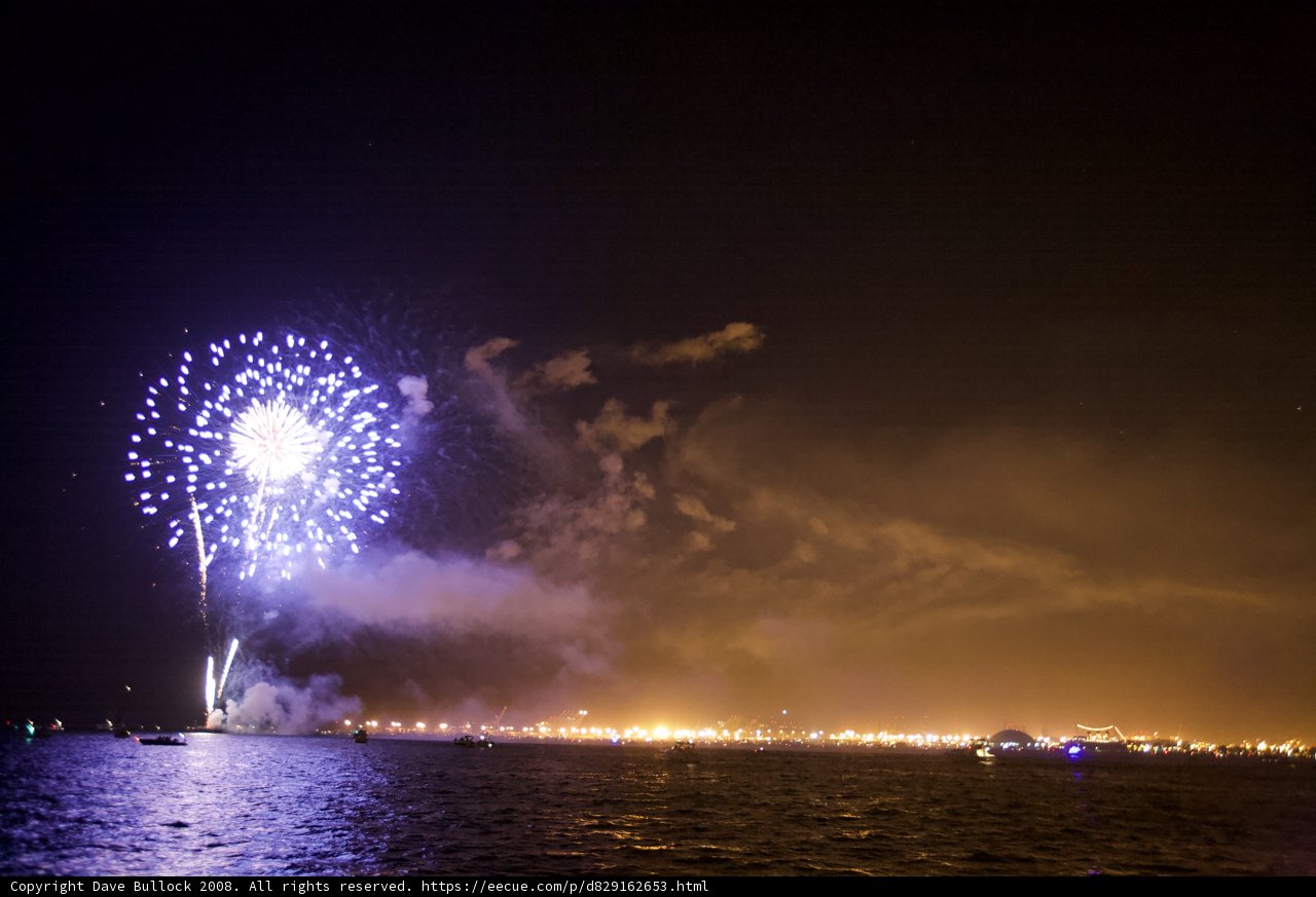 Boats Witness Fireworks Display over the Water