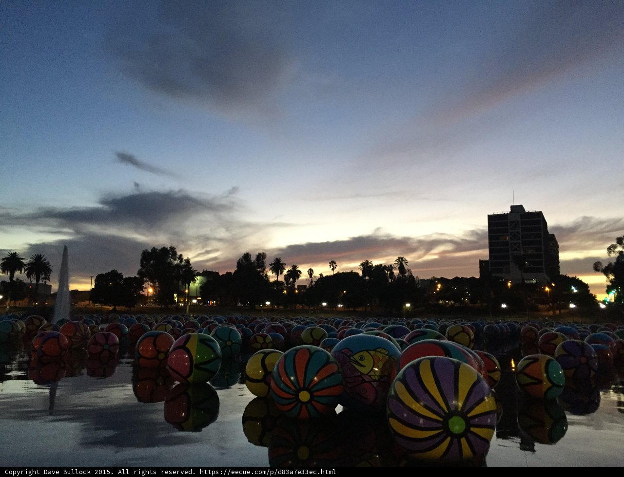 Colorful Balloons Reflecting on MacArthur Lake