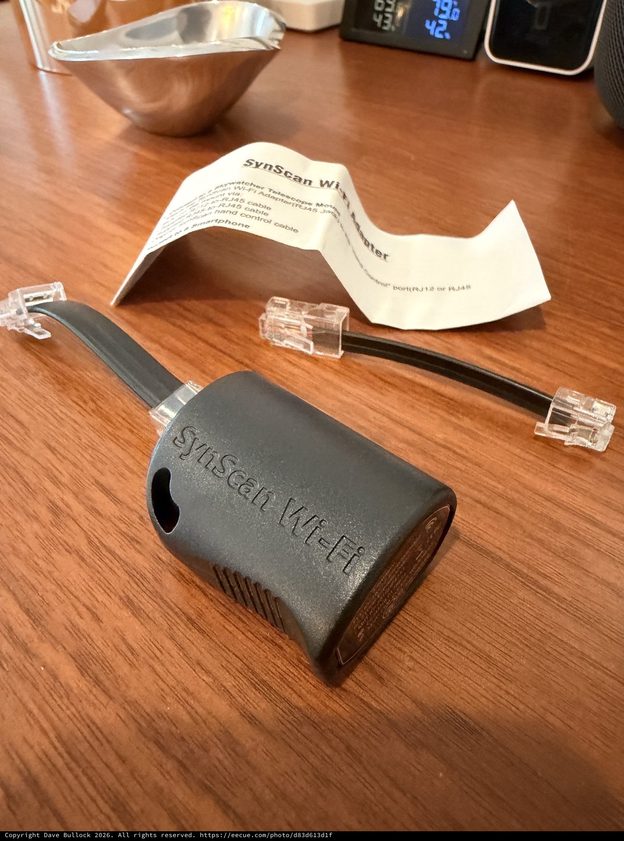 SynScan Wi-Fi Adapter Unboxing on Wooden Table