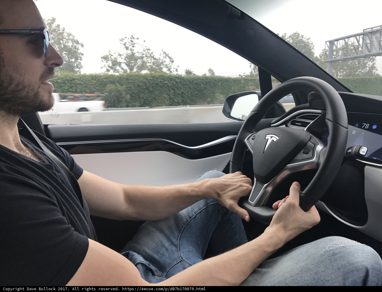 Driving a Tesla in Long Beach