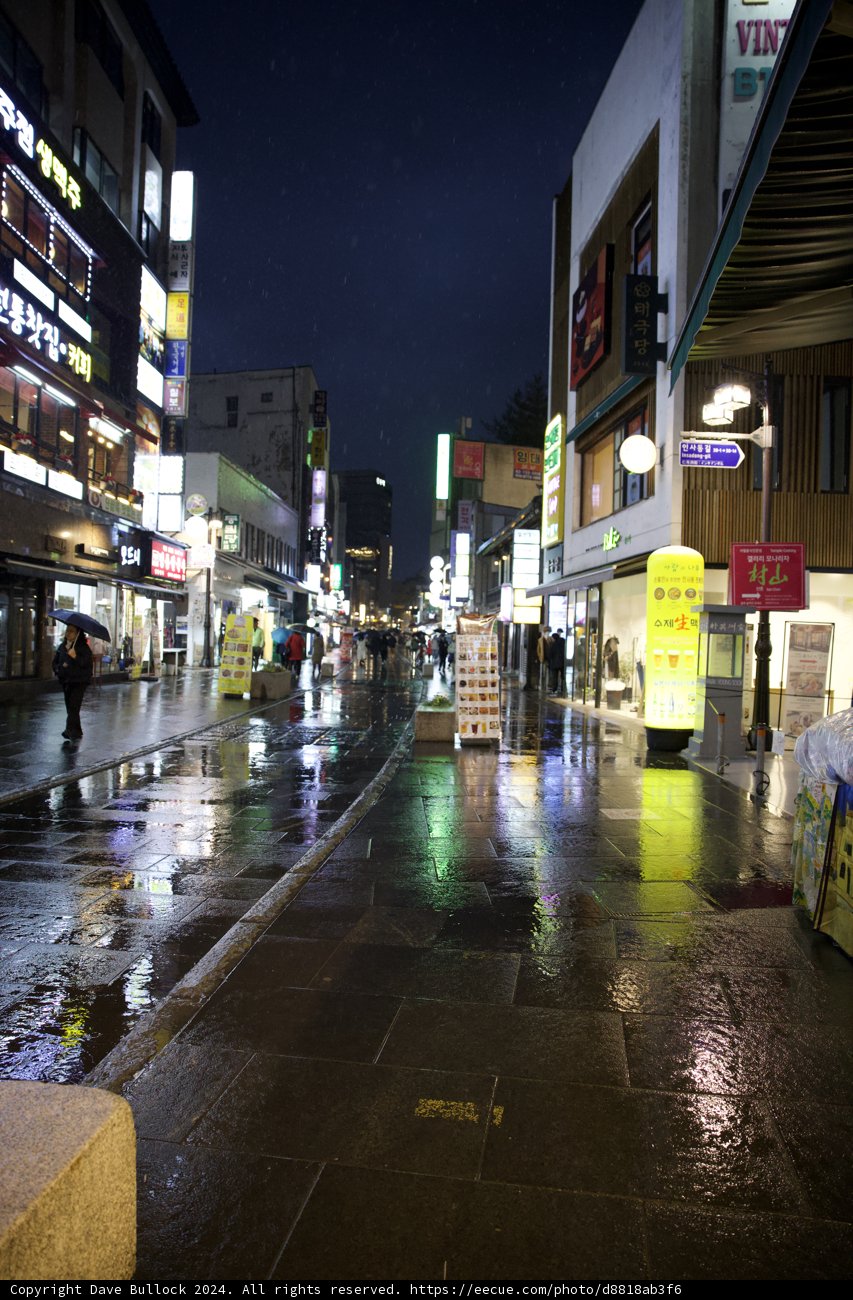 Urban Reflections: A Rainy Night in Korea