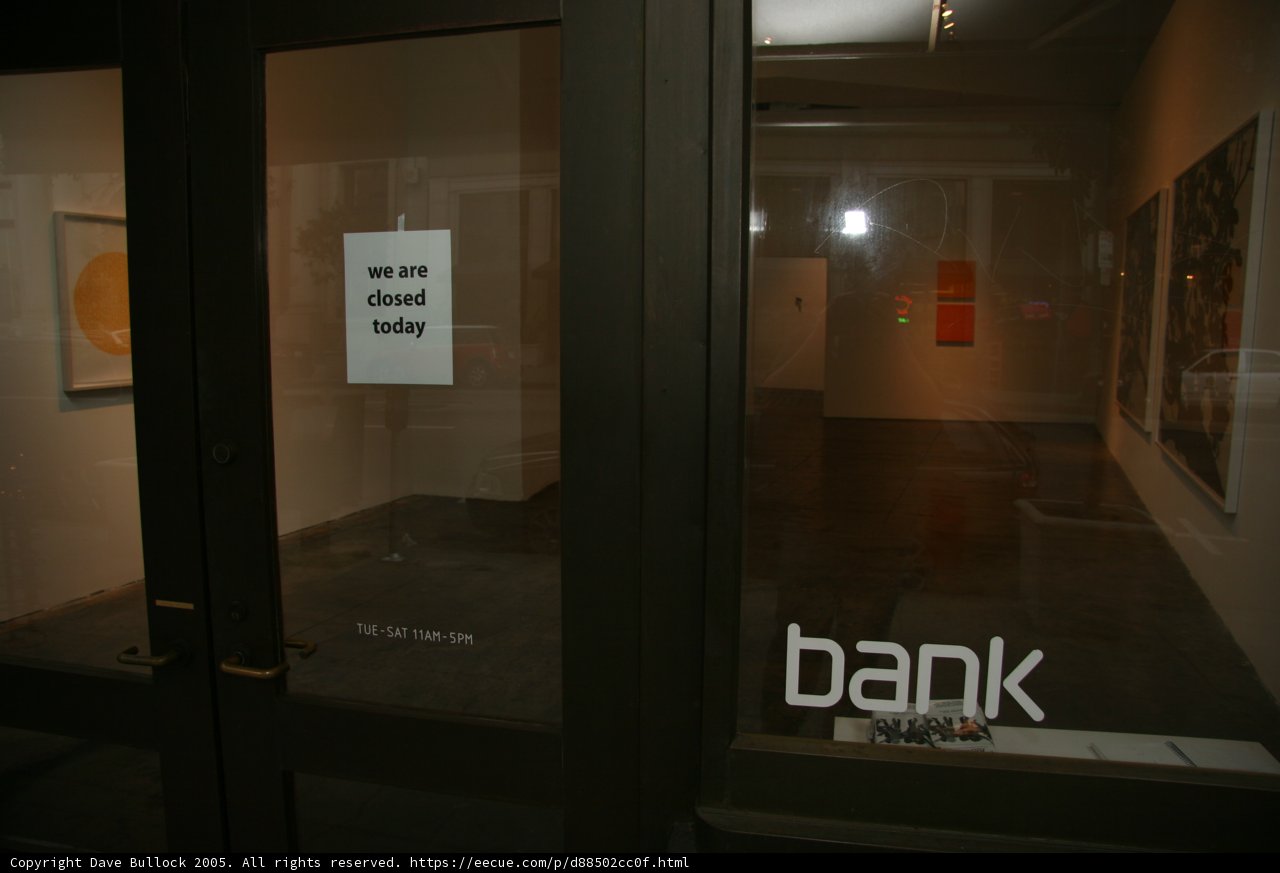 Bank Sign on Hardwood Floors