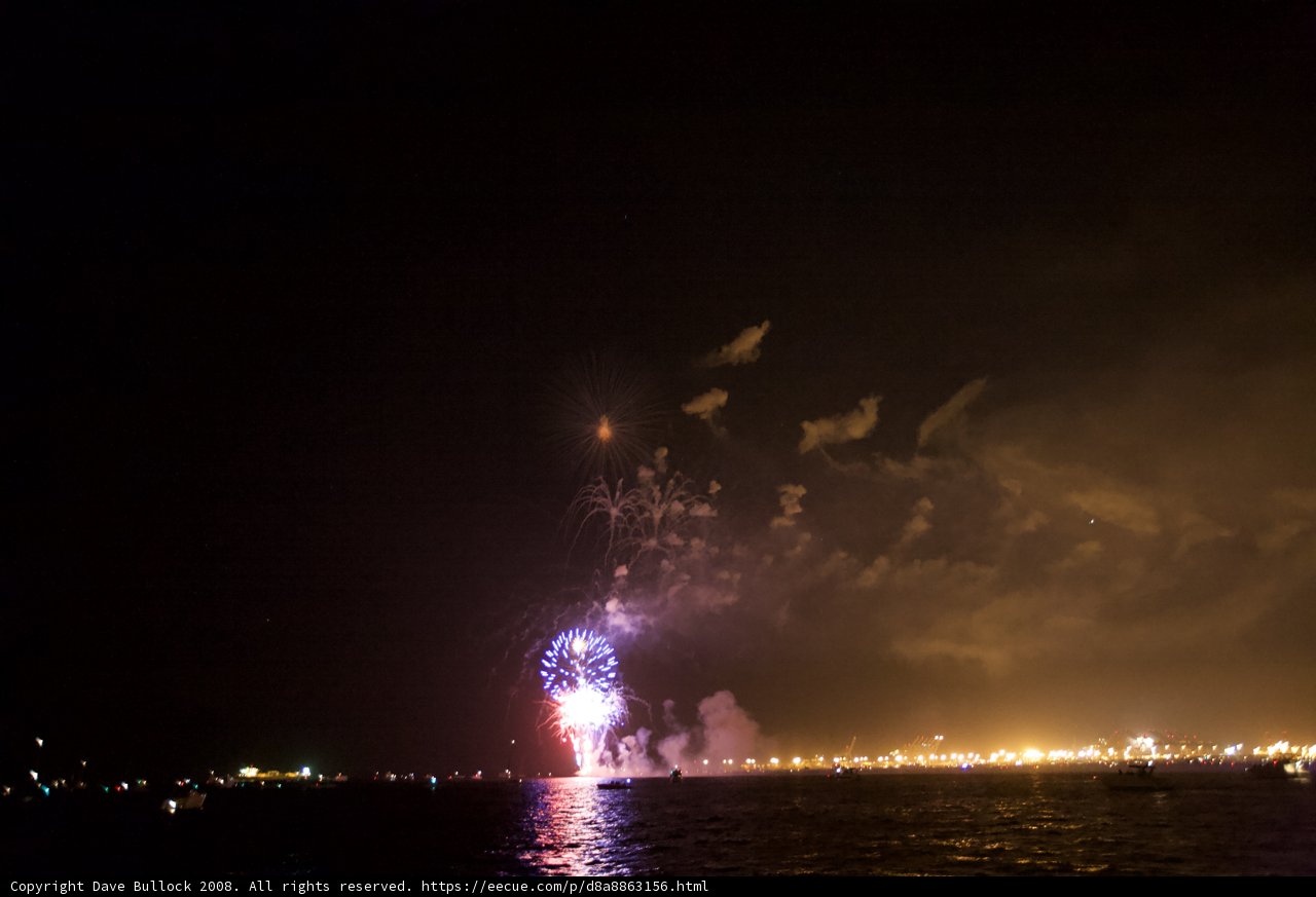 Spectacular Fireworks Show Over The Waters