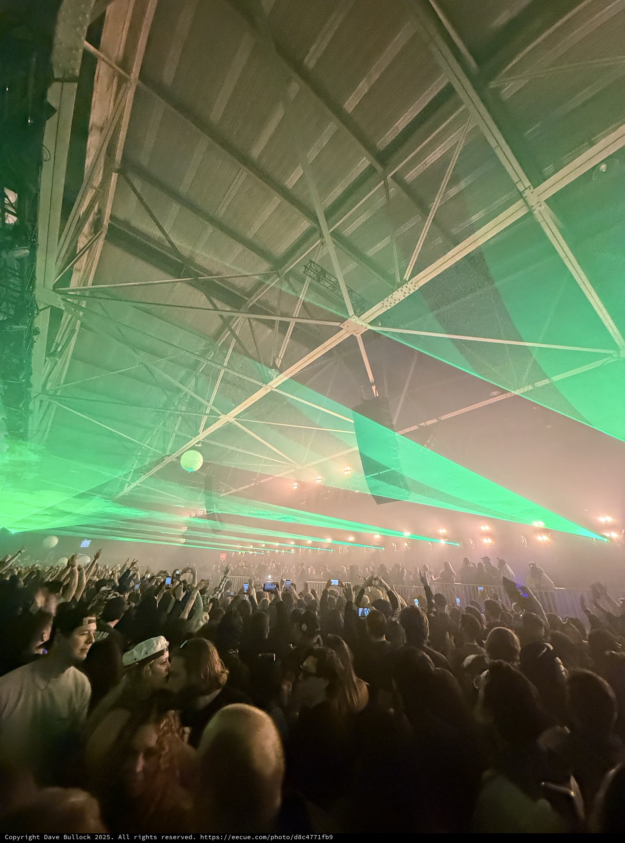Massive Warehouse Rave with Green Laser Light Show