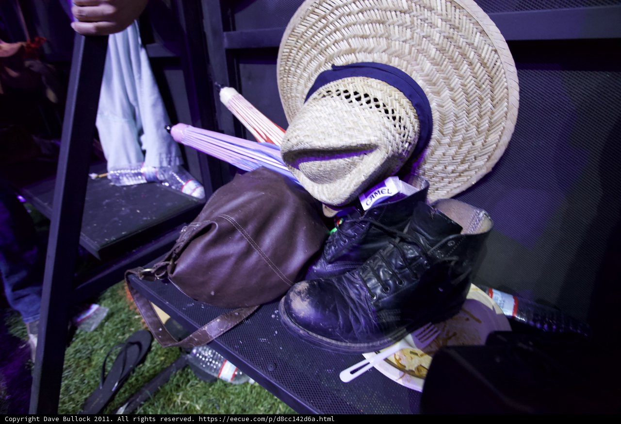 Accessories Resting on a Bench at Coachella