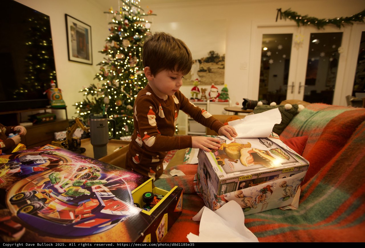 Christmas Morning: Child Opening Presents