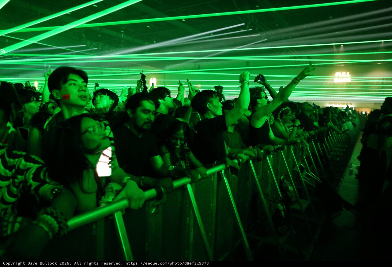 Green Laser Storm Over Ecstatic Wobbleland Festival Crowd