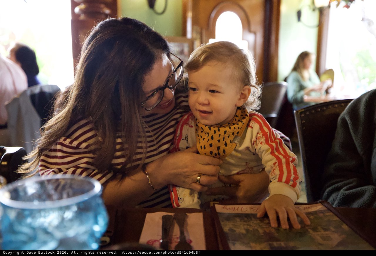 Mother and Toddler's Moment at Madonna Inn Restaurant