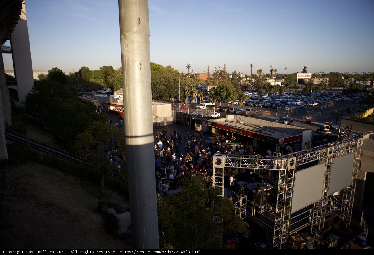 Crowds Gather under Urban Skyline