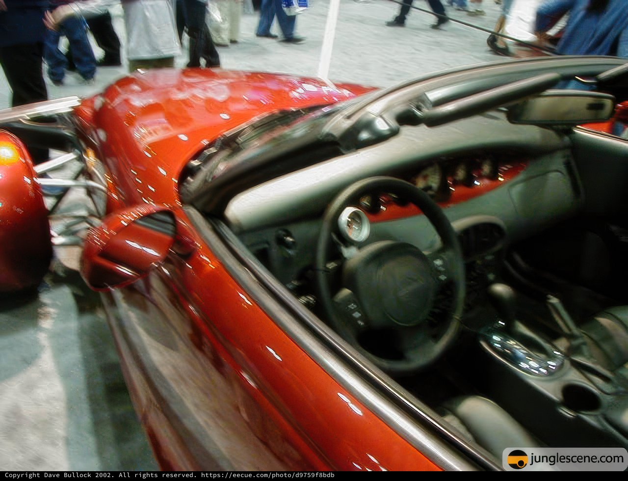 Red Sports Car with Dashboard and Steering Wheel