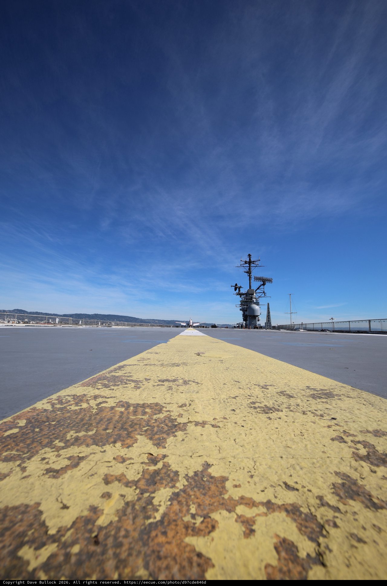 Weathered Yellow Flight Deck of USS Hornet Aircraft Carrier