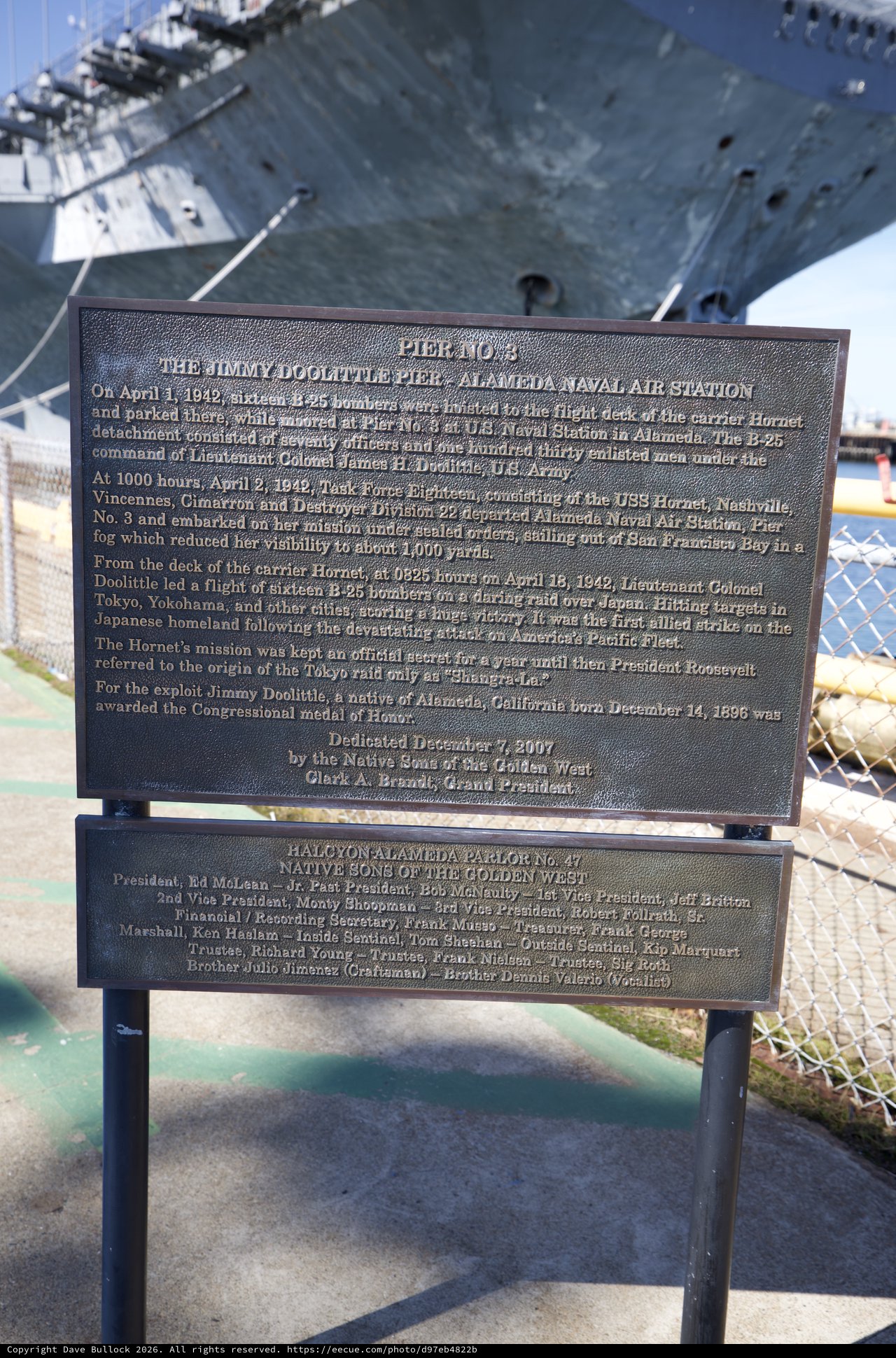 Historic Doolittle Raid Memorial Plaque at USS Hornet Museum